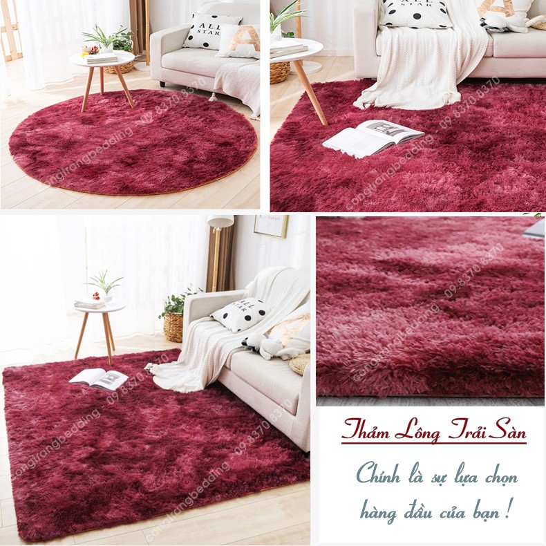 Thảm Lông Loang Kích Thước 1m8 x 2m, 2m x 2m2 - lông dài trải sàn cao cấp (mặt sau chống trơn trượt)