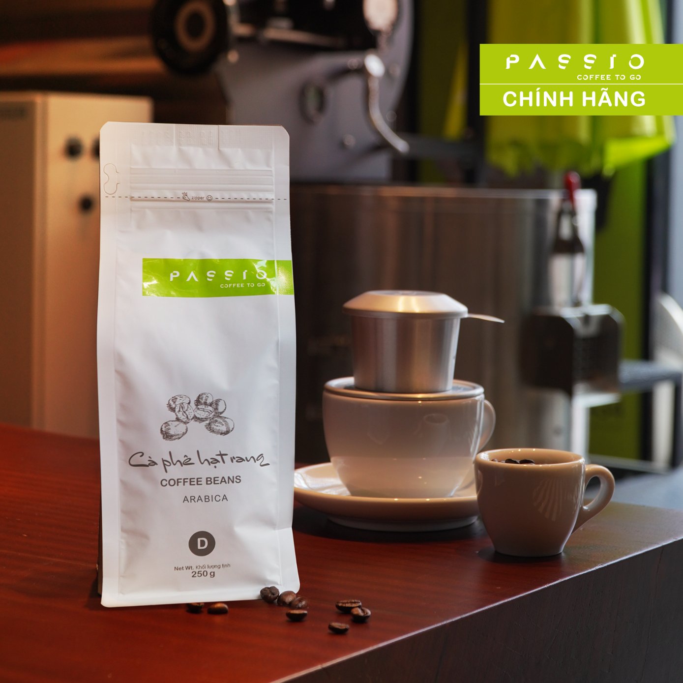Cà phê Arabica dạng Hạt nguyên chất 100% rang mộc - Passio Coffee (250g)