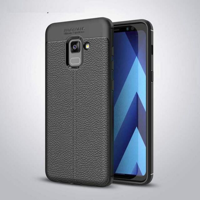 Ốp Lưng Silicon Vân Da, Chống Sốc Auto Focus Samsung A8 2018 / A8 Plus 2018