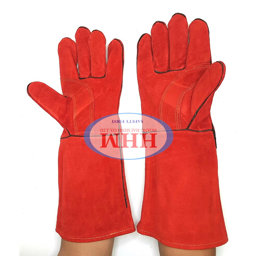 Găng tay da thợ hàn Usafety - màu đỏ