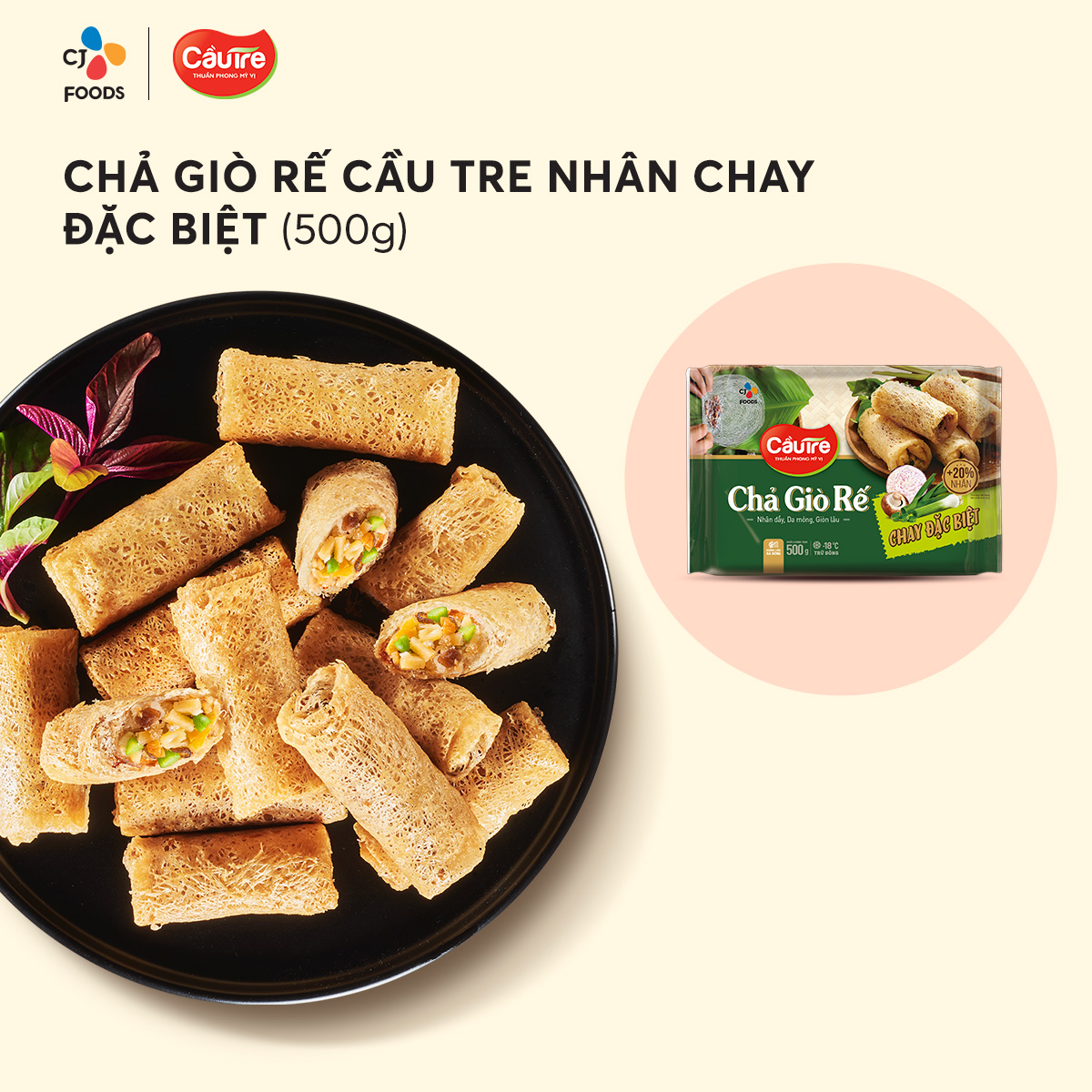 [Hỏa tốc] Chả giò rế Cầu Tre 500g (nhân Chay/ nhân Hải sản/nhân Thịt)