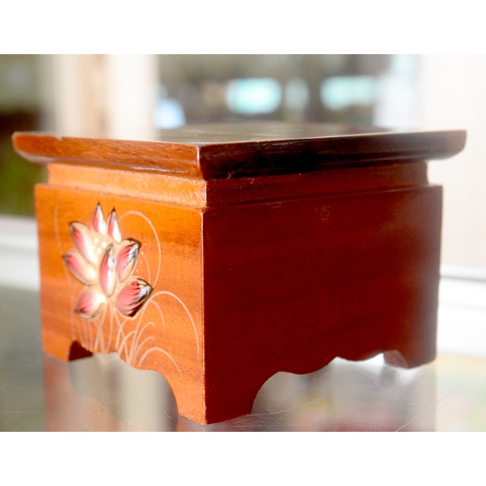 Đôn gỗ -đế gỗ vuông hoa sen đặt tượng thờ