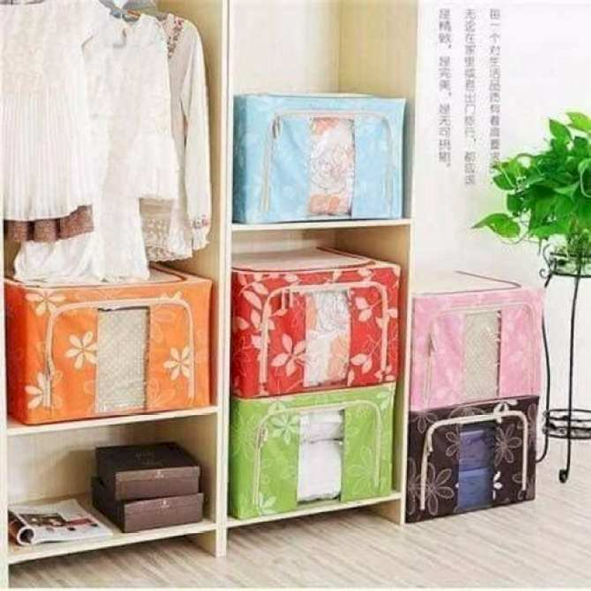 Túi vải cất chăn màn khung sắt