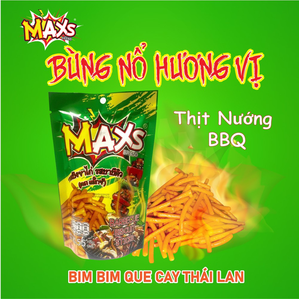 Snack bim bim tăm que cay MAX Thái Lan gói lớn 55g