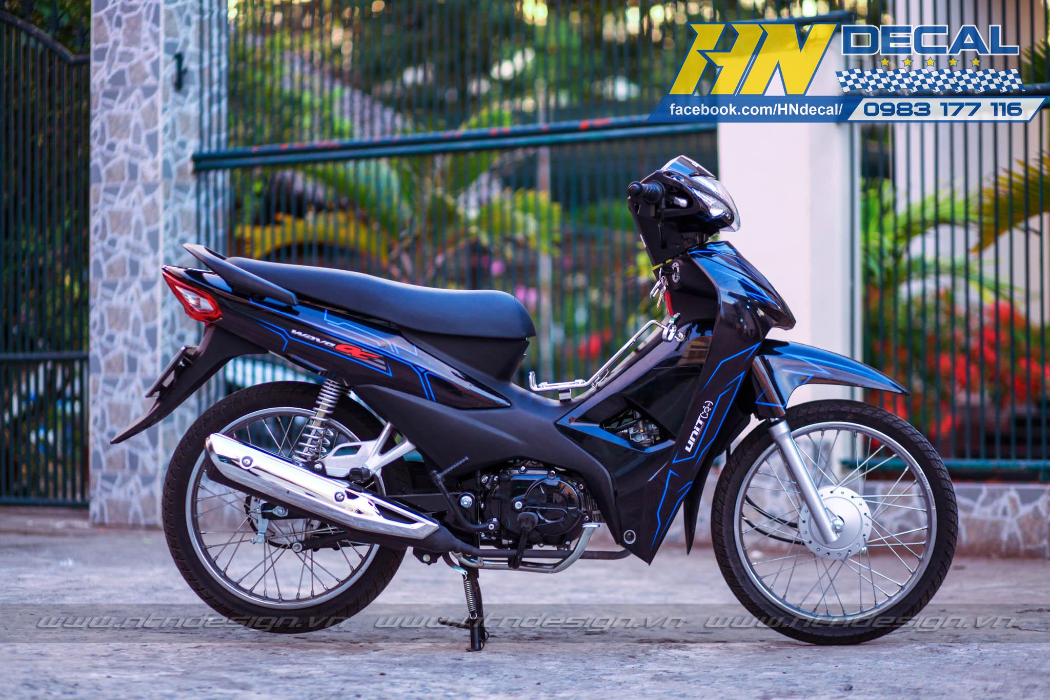 Tem Trùm Wave Alpha Đen Chỉ Xanh