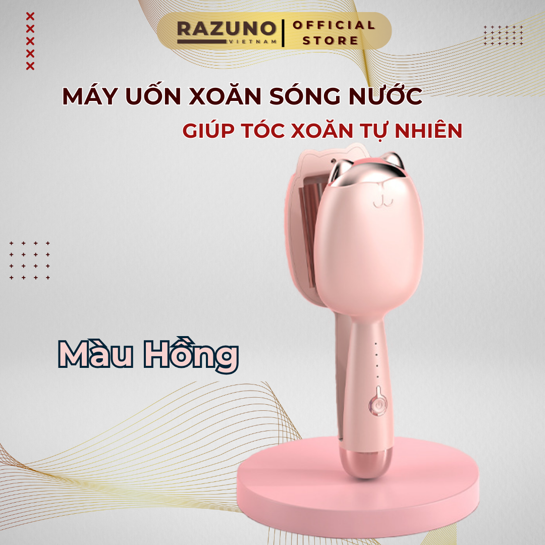 Máy uốn tóc xoăn sóng nước, máy uốn tóc gợn sóng xoăn size 32mm máy uốn xoăn tóc hình móng vuốt mèo dễ thương - rzn8016