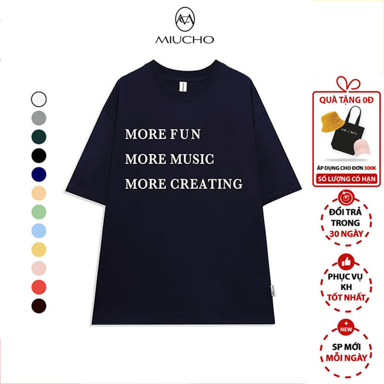 Áo thun form rộng nữ Unisex chất vải cotton MT013 Miucho in basic