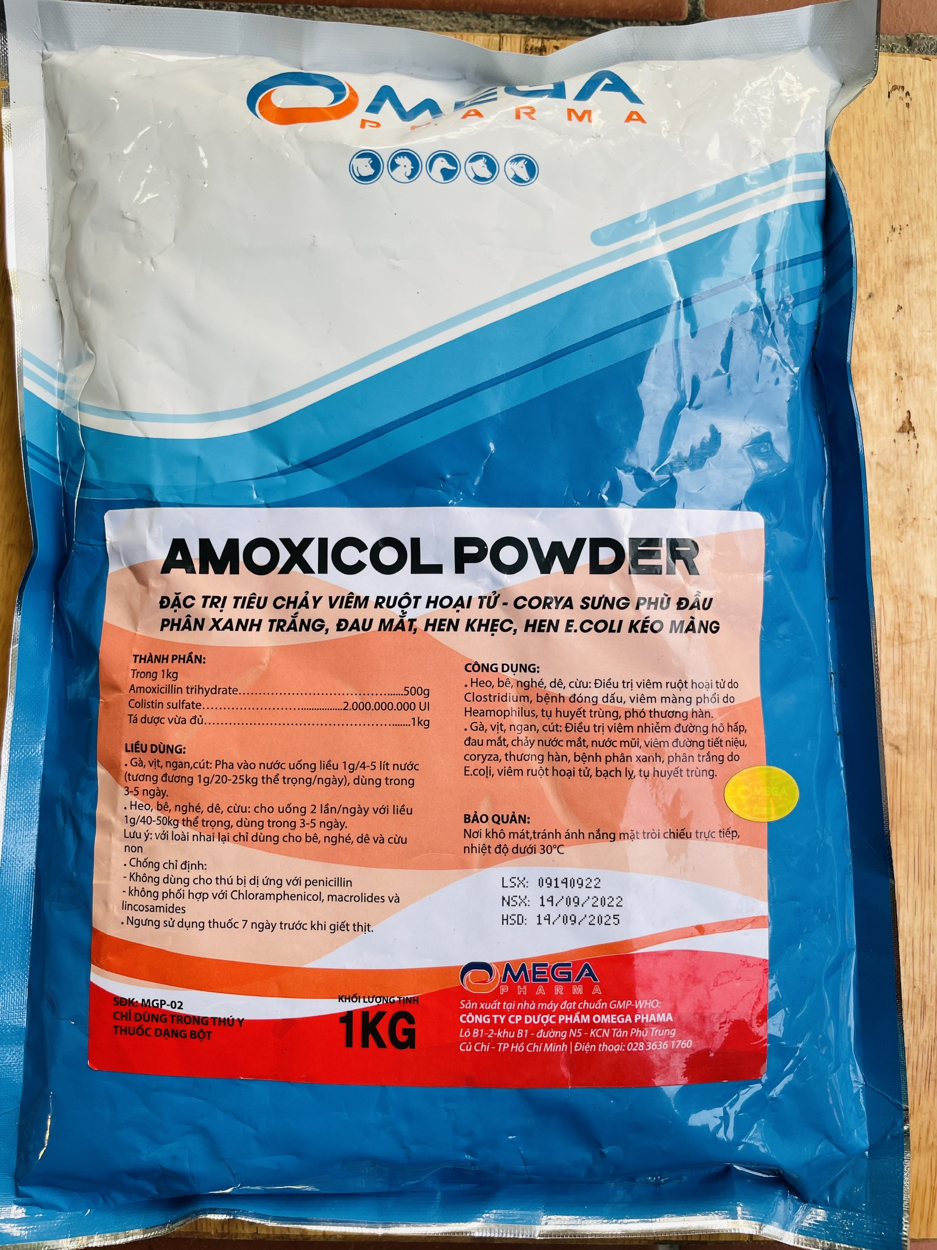 Amoxicol 50% PowderAmoxivet50% Powdertieu chay, phan xanh phan trang