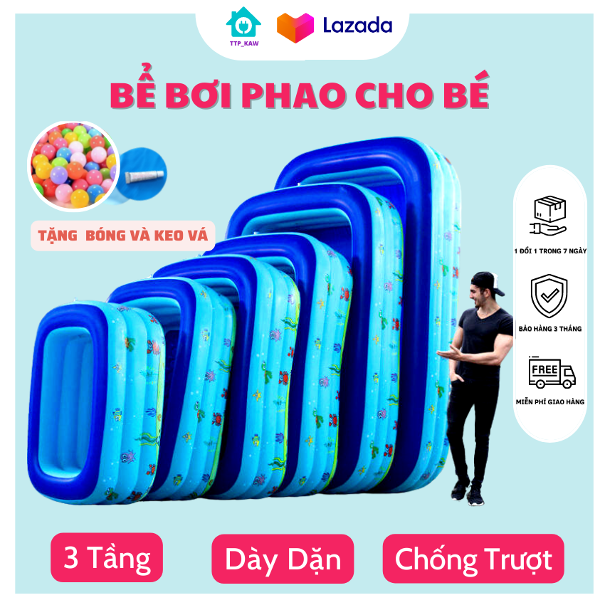BỂ BƠI CHO BÉ, HỒ BƠI 3 tầng bể tắm gia đình 1M2 .1M3.1M5,1M8,2M1 Bể Bơi Trong Nhà cao cấp Cho Trẻ Tập Bơi Bể bơi phao 3 Tầng cỡ lớn: hồ bơi . loại dày có bán kèm bơm ĐIỆN