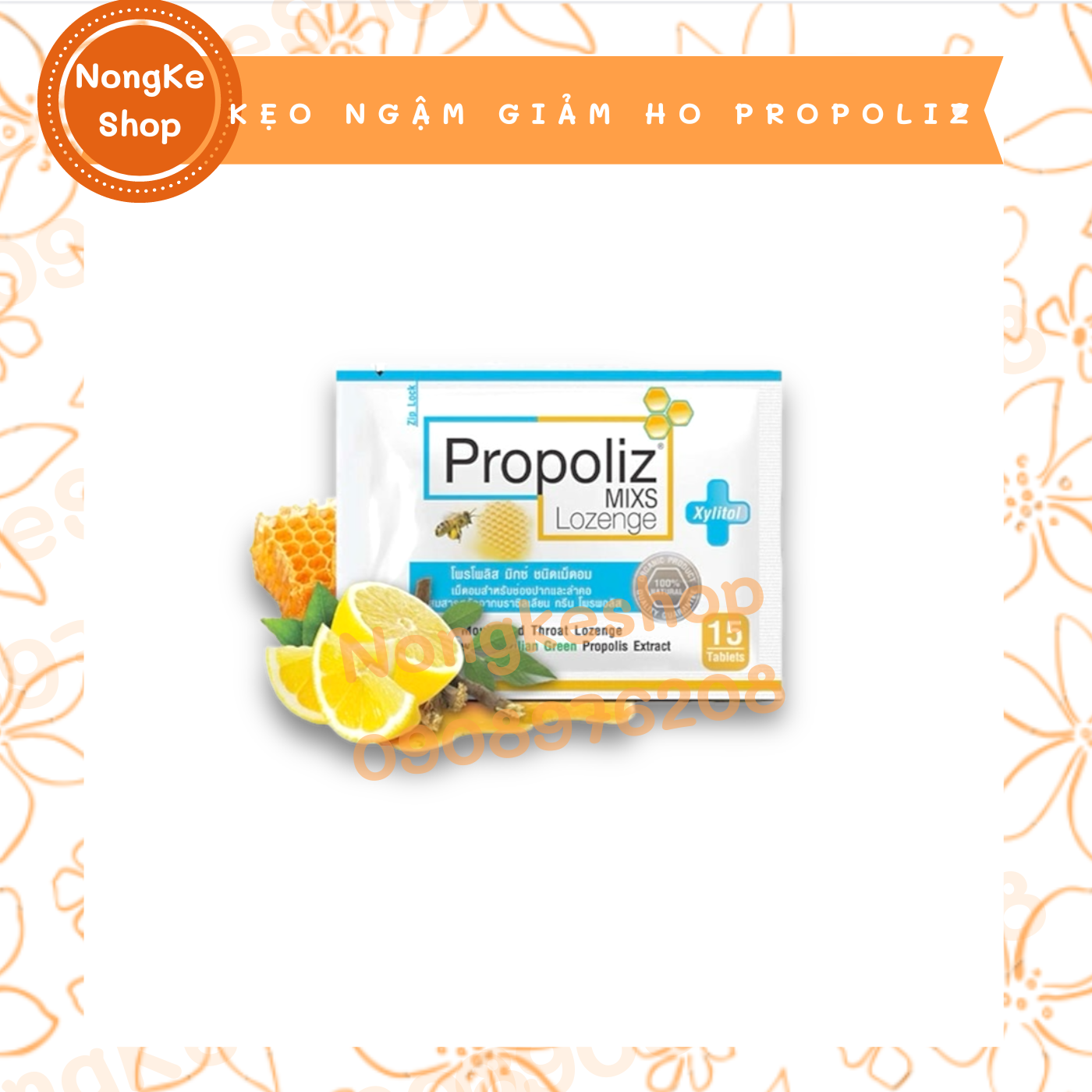 Kẹo ngậm giảm ho propoliz gói nhỏ thái lan