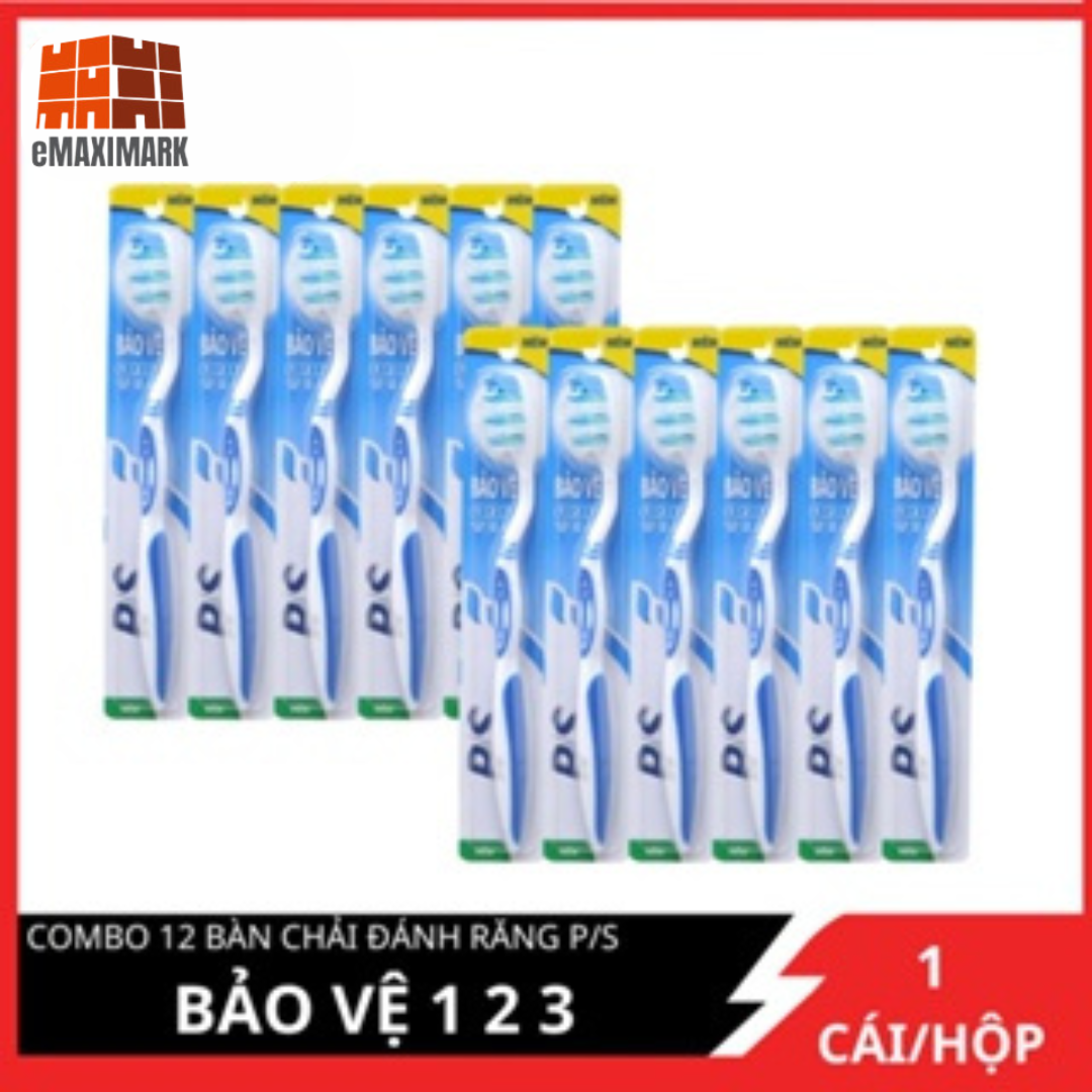 Combo 12 bàn chải đánh răng p/s bảo vệ 123 xanh hộp 1 cái