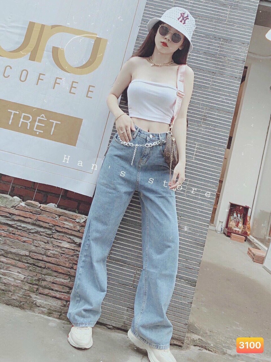 QUẦN BAGGY JEAN NỮ ỐNG RỘNG CHẤT BÒ -QUẦN BAGGY JEAN NỮ ÔNG LOE MẪU MỚI 2021  THỎ TÂY SHOP94 MS201