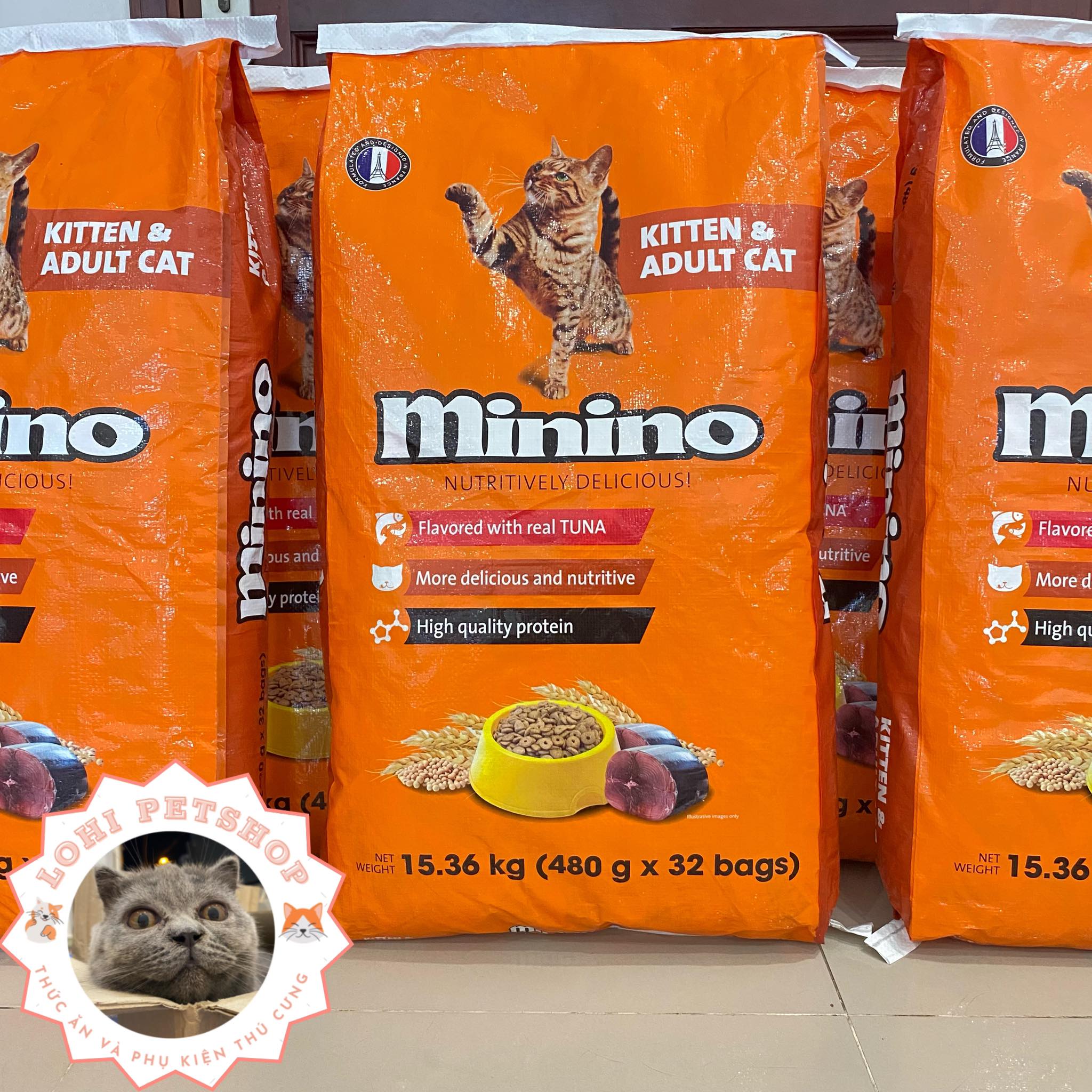Thức ăn hạt minino tuna 480gr cho mèo