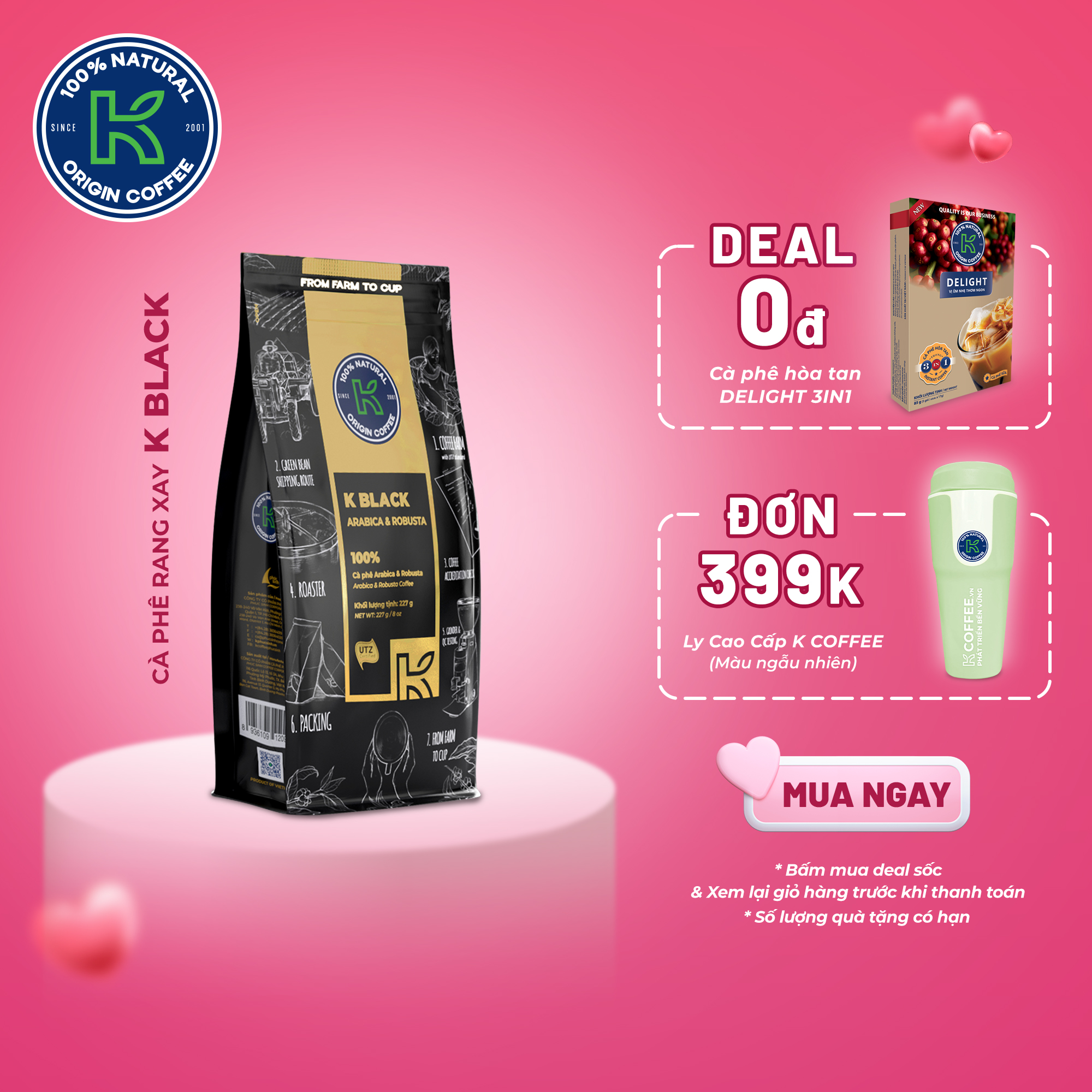 Cà Phê Rang Xay Nguyên Chất K Black 227g - Thương Hiệu K COFFEE