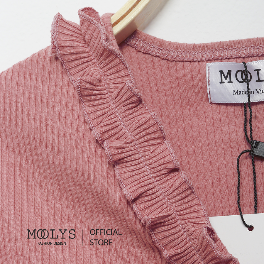 Áo kiểu MOOLYS cổ V bèo nhún dễ thương MC011.