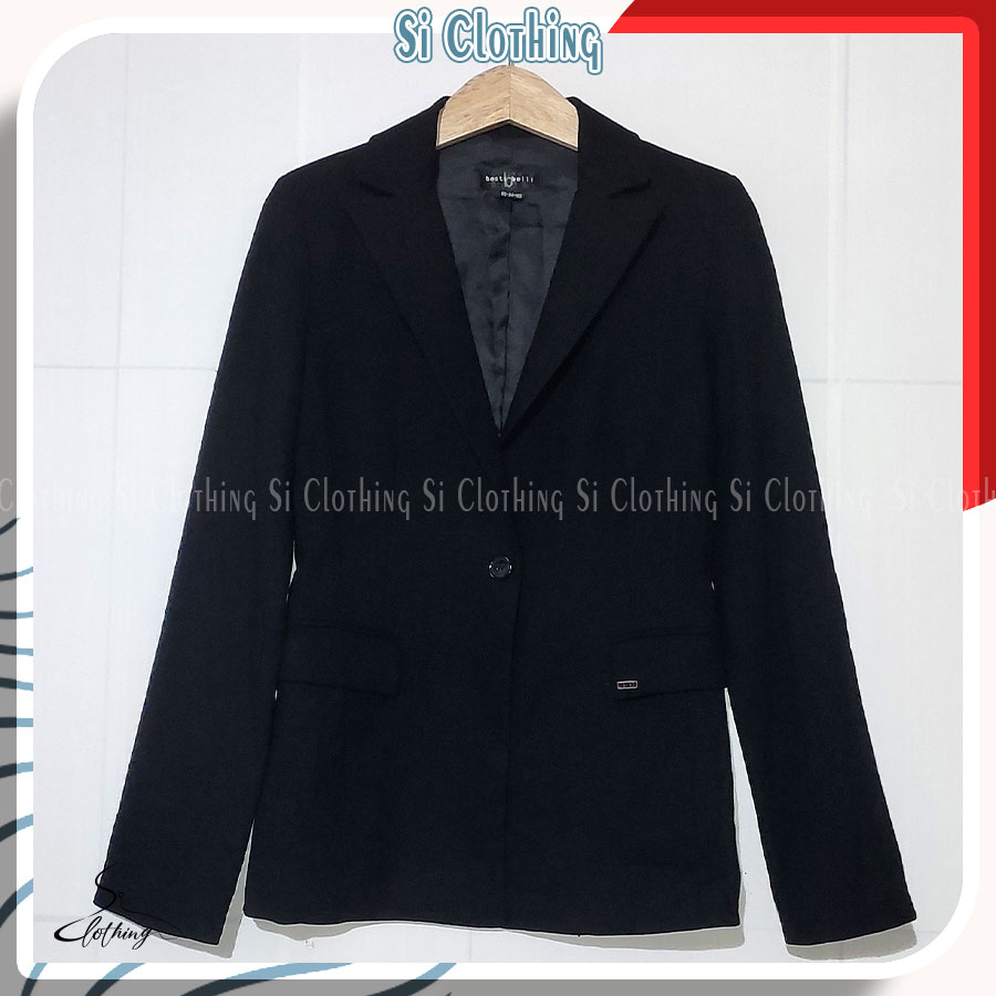 [2hand] Áo Khoác Blazer 2 Lớp Màu Đen Trơn Basic