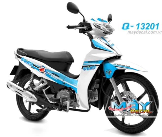 Tem rời honda wave blade 110 đoremon trắng xanh