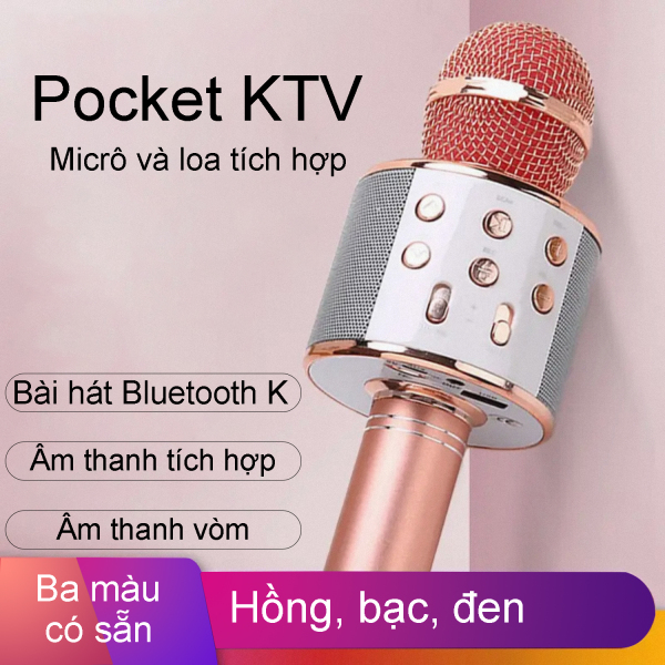 Micrô Bluetooth ws858，Micro bluetooth micro âm thanh không dây tích hợp âm thanh quốc gia K hát tạo tác gia đình hát gia đình KTV đi kèm loa hát karaoke loa đặc biệt Apple Android Huawei điện thoại di động phổ thông