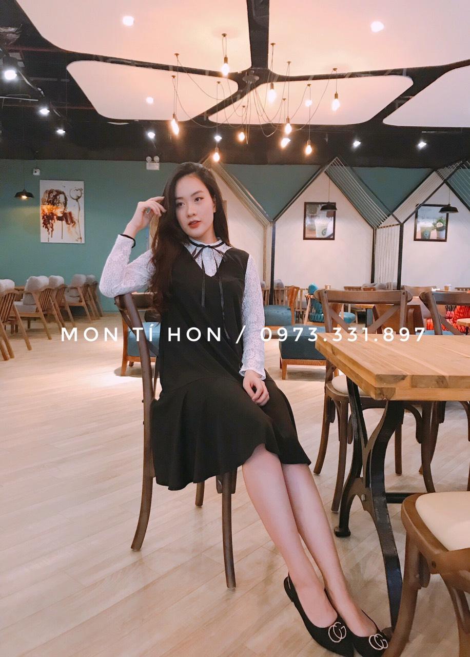Váy Bầu công sở đen phối ren  V106