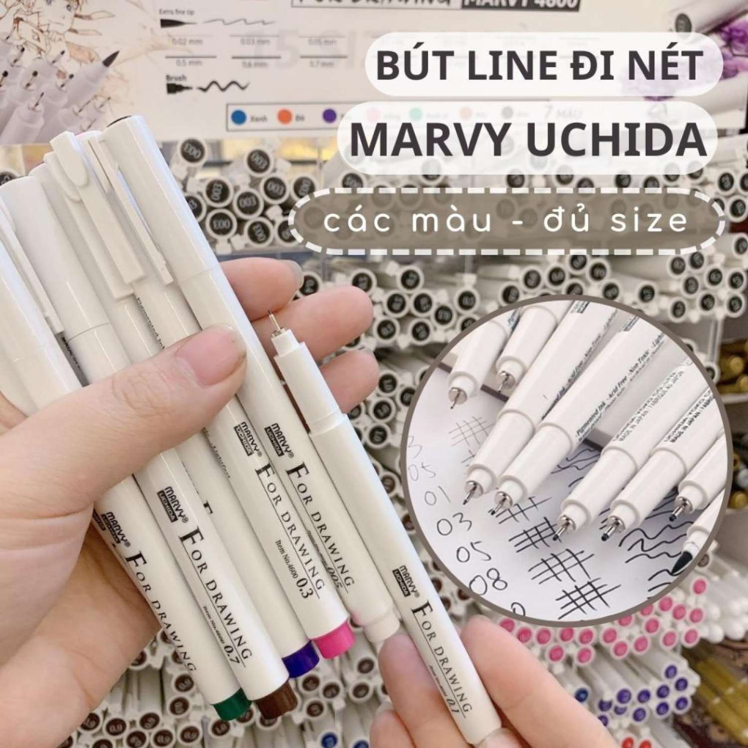 Bút line marvy uchida - bút đi nét , vẽ kĩ thuật kháng nước kháng cồn các màu