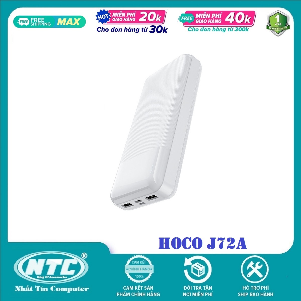 Battery backup charger HoCo J72A easy travel 20000mah 2 port input/output Max 2A-stool formal