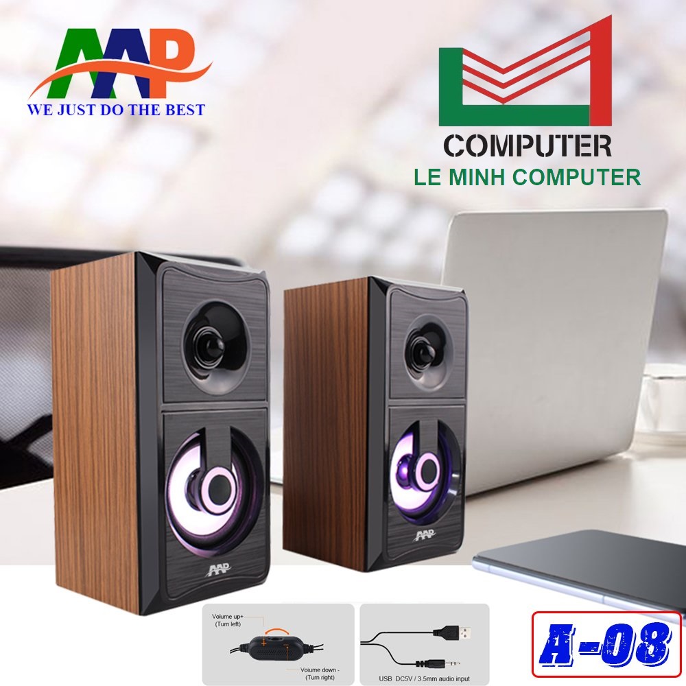 Loa vi tính 2.0 aap a08 led chính hãng