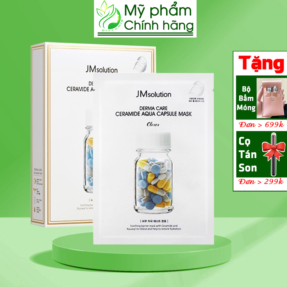 Mặt nạ jm solution ceramide aqua dưỡng ẩm sâu jmsolution derma care ceramide aqua capsule mask clear