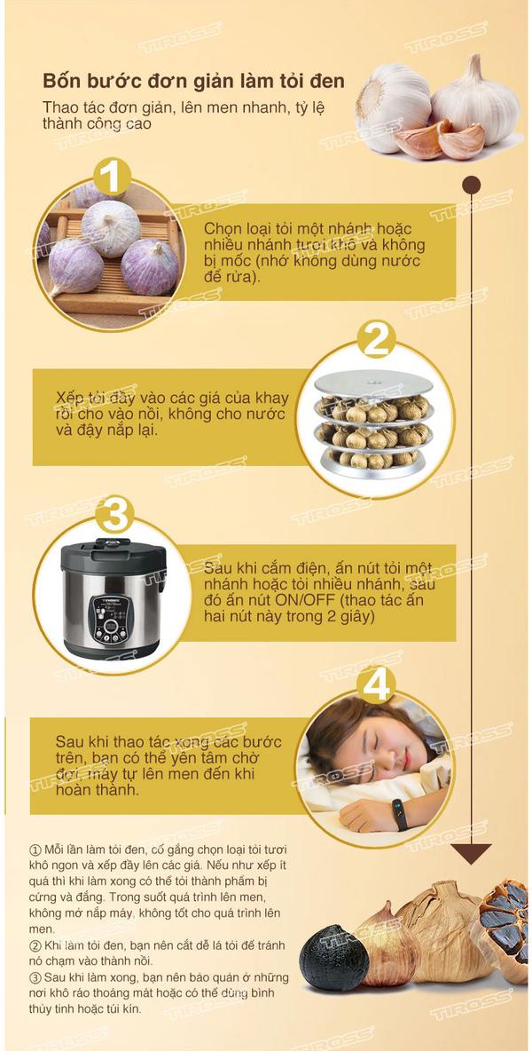 Máy làm tỏi đen gia đình Tiross TS908 (Thêm nút sây khô 2 giờ) (Đỏ)