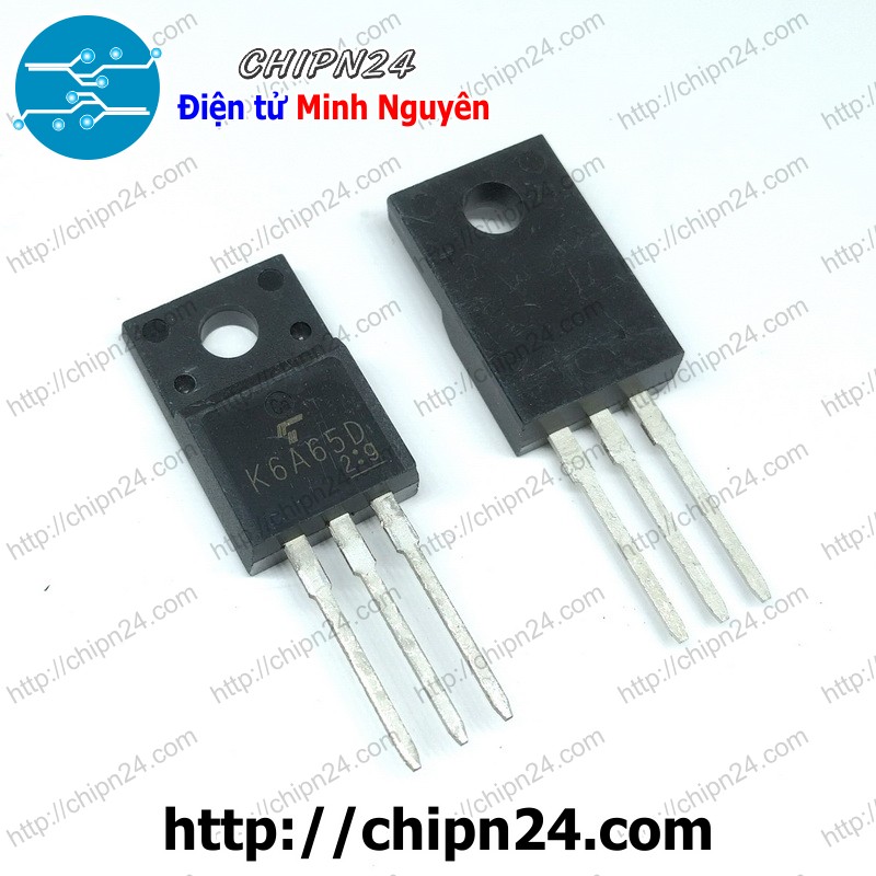 [1 con] (KT1) Mosfet 6A65 TO-220F 6A 650V Kênh N (6N65 K6A65D)