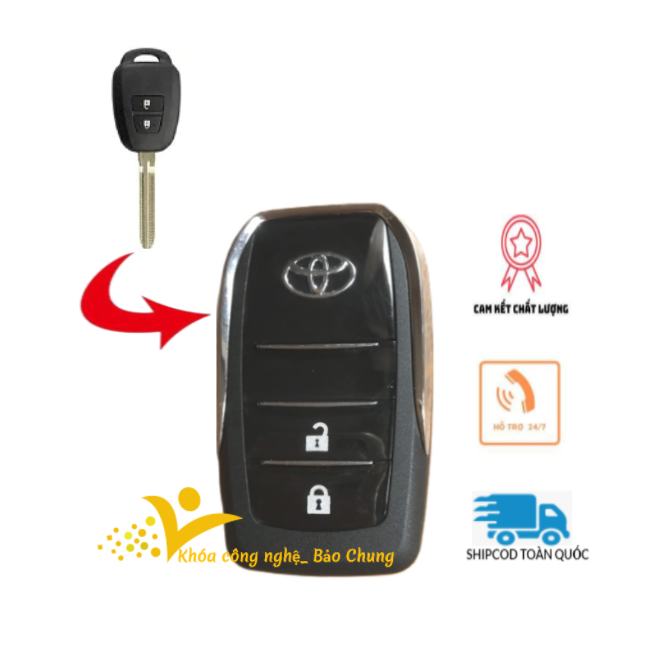 Vỏ chìa khóa xe yaris, vios loại 2 nút liền
