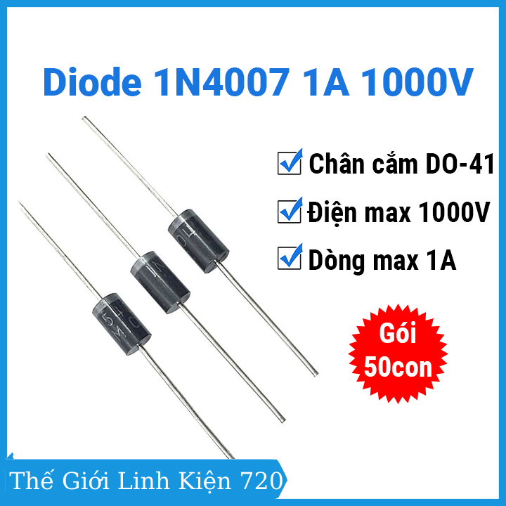 Gói 50 con diode 1n4007 1a 1000v
