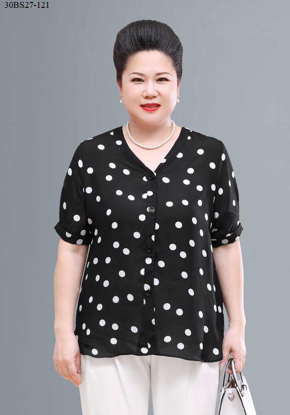 Áo kiểu chấm bi big size trung niên