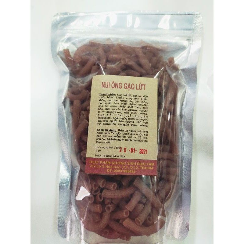 500g Nui ống gạo lứt đỏ