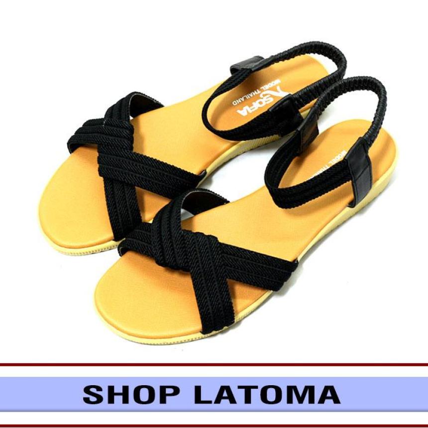 Giày sandal nữ, giày nữ quai hậu, dép sandal quai kết chéo, đế cao 3 phân vận động dễ dàng đi chơi hay đi học trang phục phù hợp học sinh và sinh viên thời trang cao cấp Latoma TA0411 (Đen) giá rẻ
