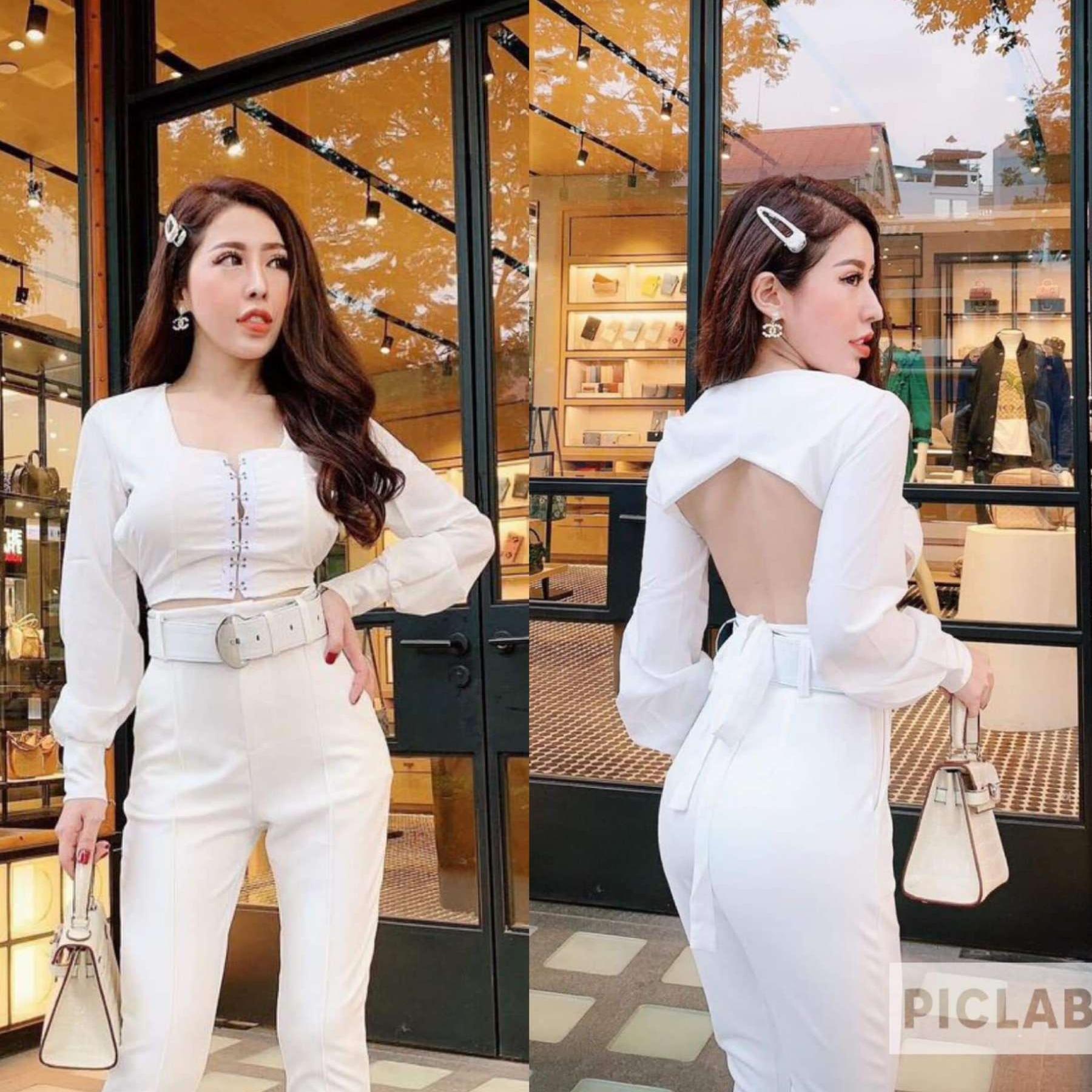 sét áo croptop hở lưng quần tây
