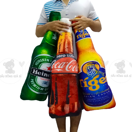 Gối ôm hình chai bia Heniken, gấu bông Chai Bia Thú Nhồi Bông Quà Tặng Cho Mọi Lứa Tuổi