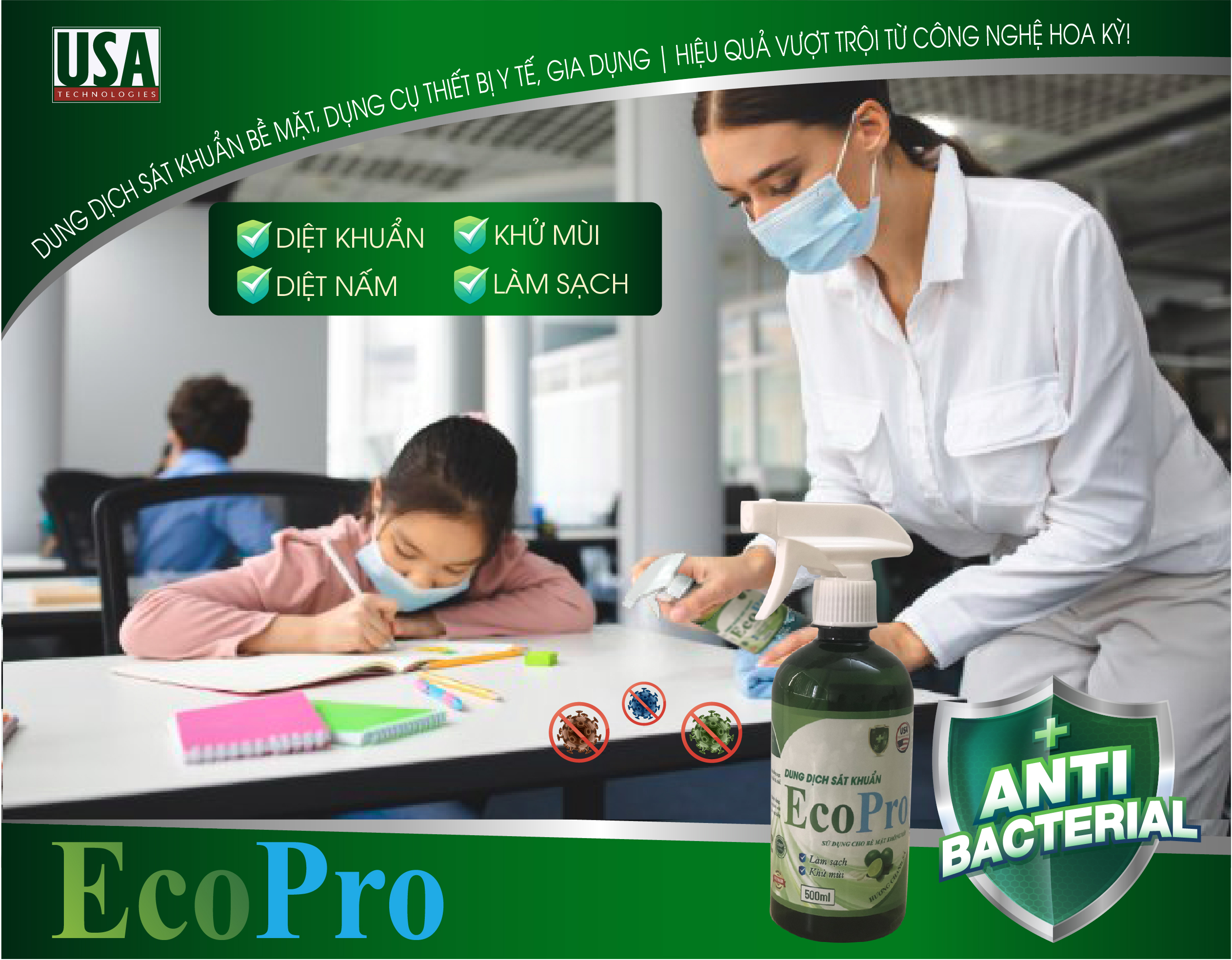 Dung dịch sát khuẩn, làm sạch đa năng ECoPro