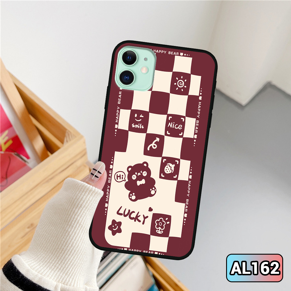 Ốp lưng iphone 11/ 12 trái tim, hoạ tiết caro dễ thương viền dẻo