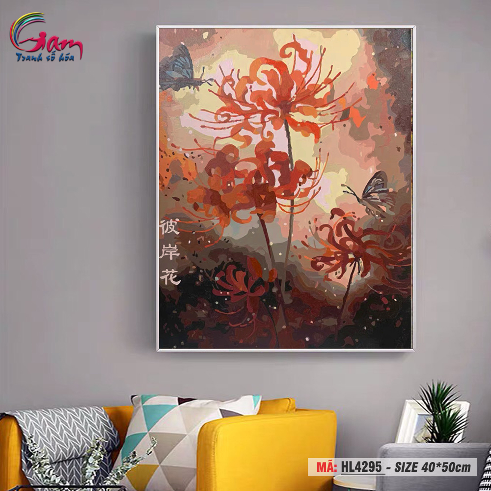 Tranh trang trí treo tường sơn dầu tự tô Gam hoa bỉ ngan HL4295
