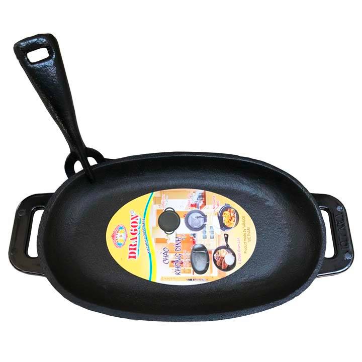 [HCM]Chảo gang chống dính làm bít tết Oval (Trung)