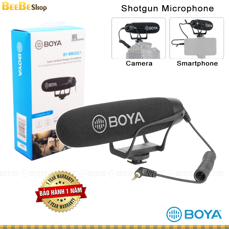 BOYA BY-BM2021 Super-Cardioid Directional Condenser Shotgun Video Microphone for iPhone Smartphone Nikon Canon Sony DSLR Camera, Camcorder, Interview Broadcasting Live Stream Video Recording