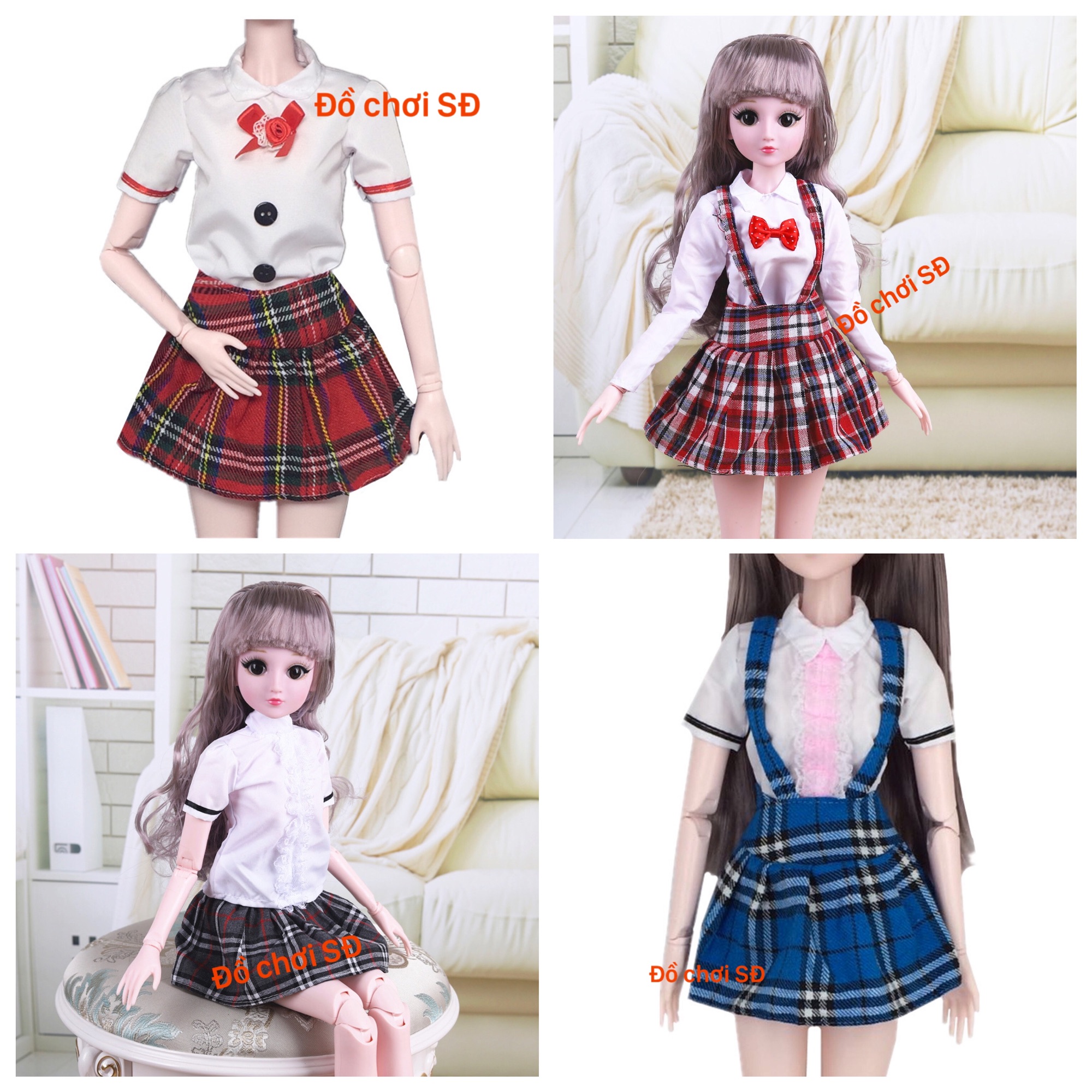 Đầm học sinh ( búp bê 60 cm ) - 1 cái ngẫu nhiên