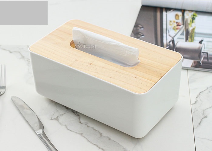 Hộp khăn giấy nắp gỗ