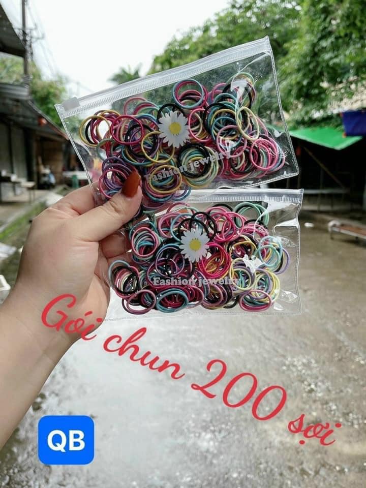 Gói 200 dây chun buộc tóc túi zip