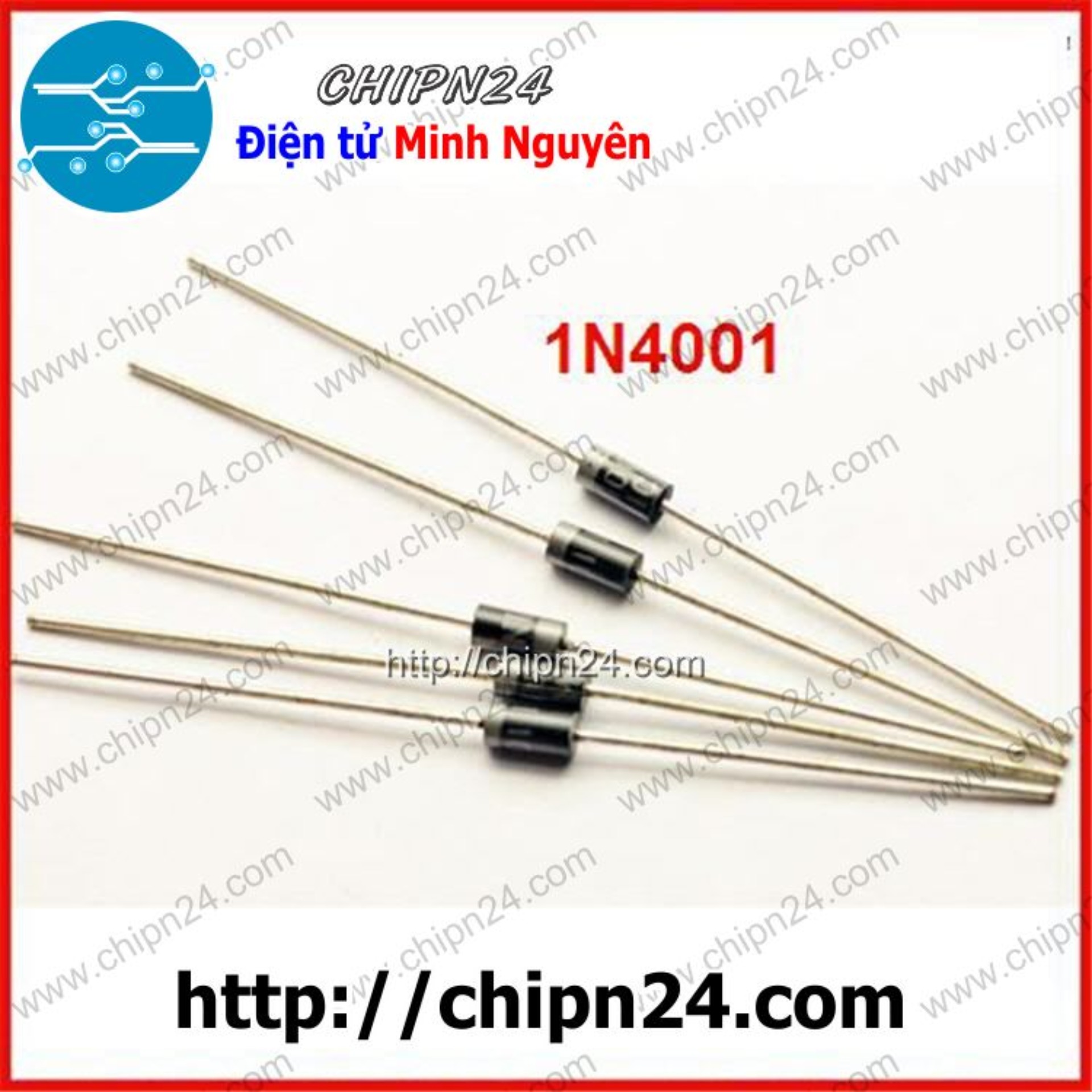 [25 con] (KG2) Diode 1N4001 DIP 1A 50V (IN4001 4001)