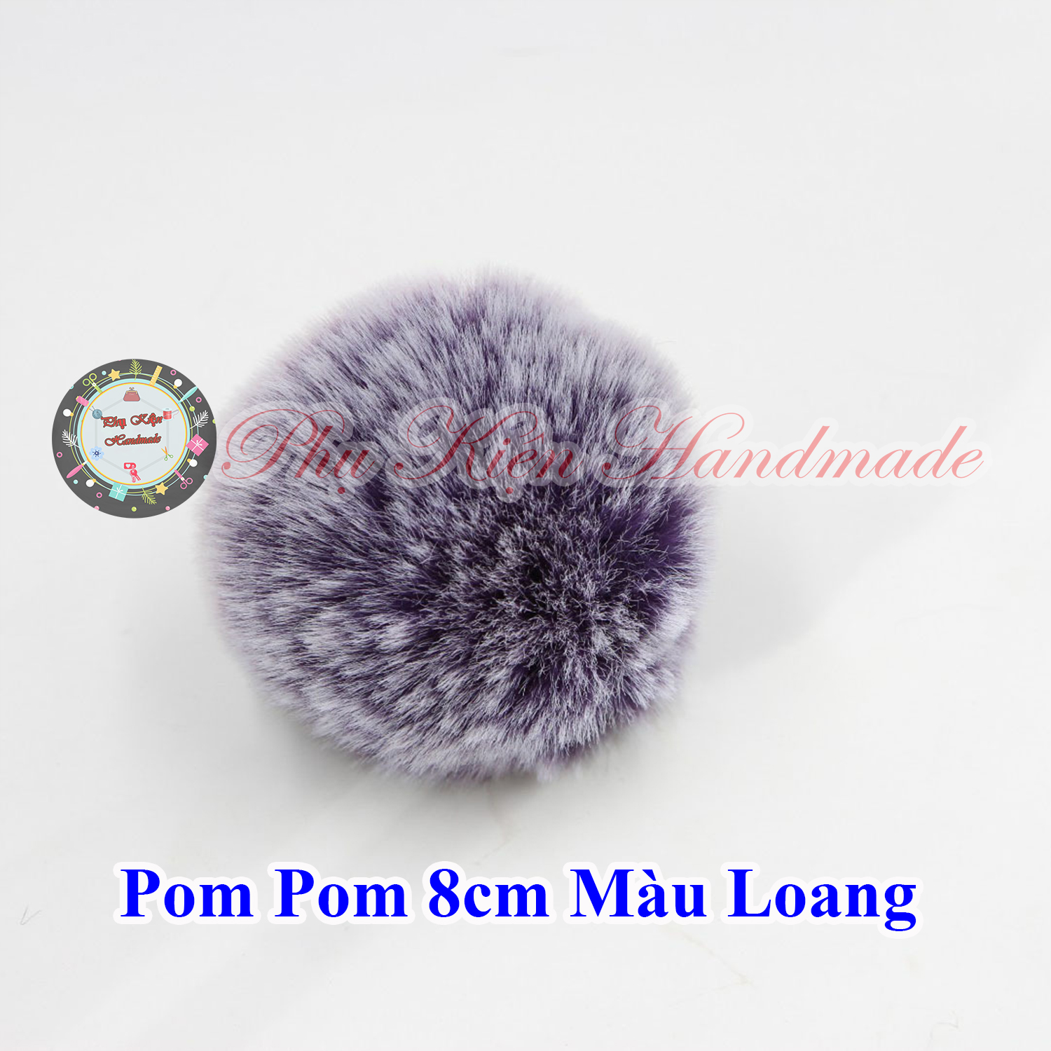 Pom pom loang 8cm làm đồ handmade