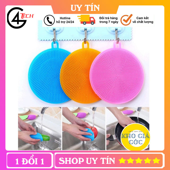 [COMBO 2] Miếng Rửa Chén Bát Silicon Có Lỗ Treo