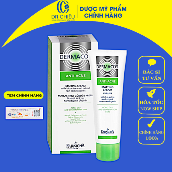 Farmona Dermacos Matting Cream⚜️CHÍNH HÃNG⚜️ Kem dưỡng kiềm dầu giảm bóng nhờn Farmona Dermacos Matting Cream 50ml