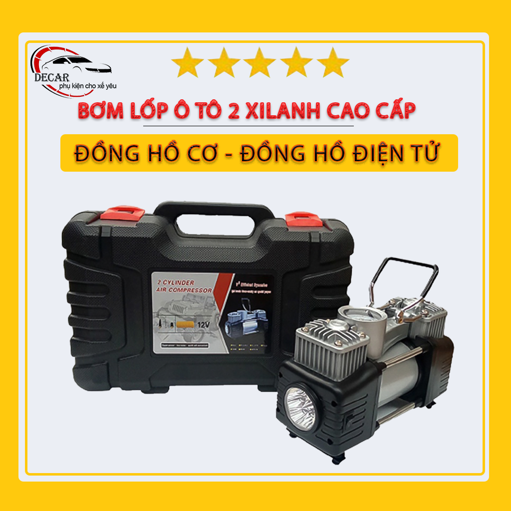 [BH 6 Tháng] Bơm lốp ô tô tự ngắt màn hình led công suất lớn kết hợp đèn pin, bơm xe hơi, xe máy, bóng chuyền, bơm lốp ô tô 2 xi lanh ngắt tự dộng màn hình led , máy bơm lốp oto , xe hơi 2 xy lanh kết hợp đèn pin cho xe 4,5,7 chỗ