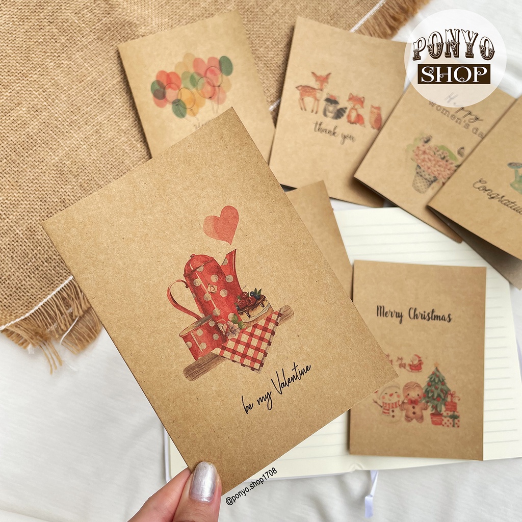 Thiệp chúc mừng giấy kraft Vintage